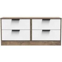 Welcome Furniture Ready Assembled Nashville 4 Drawer Bed Box In White Matt & Vintage Oak
