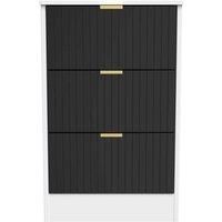 Welcome Furniture Ready Assembled Nashville 3 Drawer Bedside Cabinet In Deep Black & White