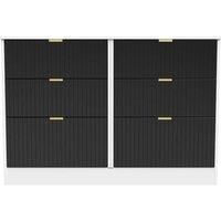 Welcome Furniture Ready Assembled Nashville 6 Drawer Midi Chest In Deep Black & White