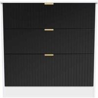 Welcome Furniture Ready Assembled Nashville 3 Drawer Deep Chest In Deep Black & White