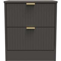 Welcome Furniture Ready Assembled Nashville 2 Drawer Bedside Cabinet In Graphite