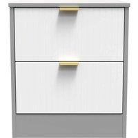 Welcome Furniture Ready Assembled Nashville 2 Drawer Bedside Cabinet In White Matt & Dusk Grey