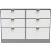 Welcome Furniture Ready Assembled Nashville 6 Drawer Midi Chest In White Matt & Dusk Grey
