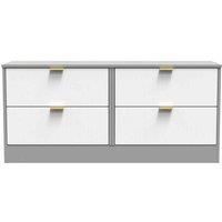 Welcome Furniture Ready Assembled Nashville 4 Drawer Bed Box In White Matt & Dusk Grey