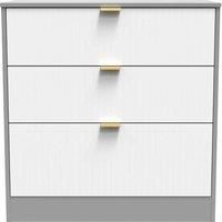 Welcome Furniture Ready Assembled Nashville 3 Drawer Deep Chest In White Matt & Dusk Grey