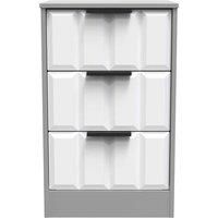 Welcome Furniture Ready Assembled New York 3 Drawer Bedside Cabinet In White Matt & Dusk Grey
