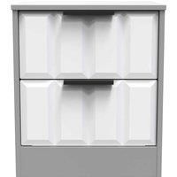 Welcome Furniture Ready Assembled New York 2 Drawer Bedside Cabinet In White Matt & Dusk Grey