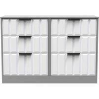 Welcome Furniture Ready Assembled New York 6 Drawer Midi Chest In White Matt & Dusk Grey