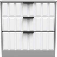 Welcome Furniture Ready Assembled New York 3 Drawer Deep Chest In White Matt & Dusk Grey