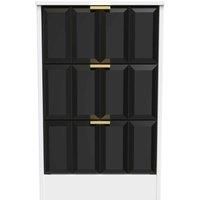 Welcome Furniture Ready Assembled New York 3 Drawer Bedside Cabinet In Deep Black & White
