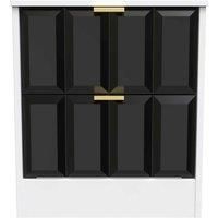 Welcome Furniture Ready Assembled New York 2 Drawer Bedside Cabinet In Deep Black & White