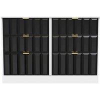 Welcome Furniture Ready Assembled New York 6 Drawer Midi Chest In Deep Black & White