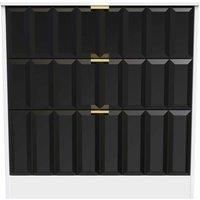 Welcome Furniture Ready Assembled New York 3 Drawer Deep Chest In Deep Black & White