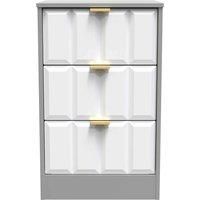 Welcome Furniture Ready Assembled New York 3 Drawer Bedside Cabinet In White Matt & Dusk Grey