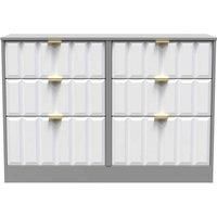 Welcome Furniture Ready Assembled New York 6 Drawer Midi Chest In White Matt & Dusk Grey