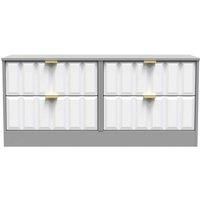 Welcome Furniture Ready Assembled New York 4 Drawer Bed Box In White Matt & Dusk Grey