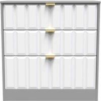 Welcome Furniture Ready Assembled New York 3 Drawer Deep Chest In White Matt & Dusk Grey