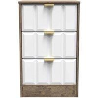 Welcome Furniture Ready Assembled New York 3 Drawer Bedside Cabinet In White Matt & Vintage Oak
