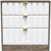 Welcome Furniture Ready Assembled New York 3 Drawer Deep Chest In White Matt & Vintage Oak