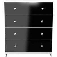 Welcome Furniture Ready Assembled Yarmouth 4 Drawer Chest In Black Gloss & White