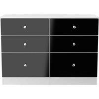 Welcome Furniture Ready Assembled Yarmouth 6 Drawer Midi Chest In Black Gloss & White
