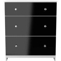 Welcome Furniture Ready Assembled Yarmouth 3 Drawer Deep Chest In Black Gloss & White