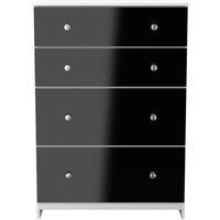 Welcome Furniture Ready Assembled Yarmouth 4 Drawer Deep Chest In Black Gloss & White
