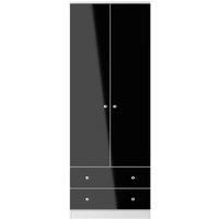 Welcome Furniture Ready Assembled Yarmouth Tall 2 Drawer Wardrobe In Black Gloss & White