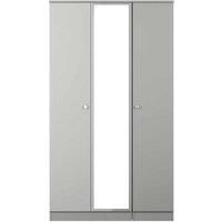 Welcome Furniture Ready Assembled Yarmouth Tall Triple Mirrored Wardrobe In Uniform Gloss & Dusk Grey