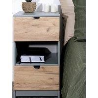 Welcome Furniture Ready Assembled Bora 2 Drawer Open Shelf Bedside Cabinet