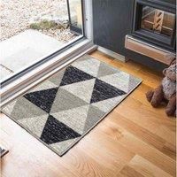 Serdim Rugs Anti Slip Geometrical Design Kitchen & Hall Runners All Purpose Rugs-Mats, Grey-Triangle, 120x160cm (4/'x5/'3")