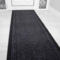 Serdim Rugs Sydney Anti Slip Heavy Duty Rubber Entrance Floor Mats Stripe Design for Stairs, Anthracite, Length: 10 ft(304.8cm)
