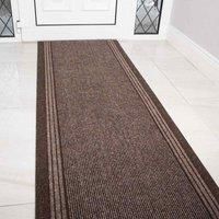 Serdim Rugs Anti-Slip Hard Wearing Rubber Back Entrance Striped Design Mats-Stair Runners, polypropylene, Brown, Length: 10 ft(304.8cm)