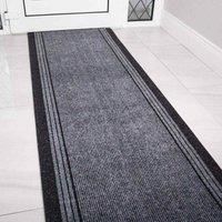 Serdim Rugs Sydney Anti Slip Heavy Duty Rubber Entrance Floor Mats Stripe Design for Stairs, Grey, Length: 10 ft(304.8cm) (Sydney Grey 10ft)