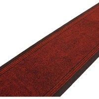 Serdim Rugs Anti-Slip Hard Wearing Rubber Back Entrance Striped Design Mats-Stair Runners, polypropylene, Red, Length: 10 ft(304.8cm)