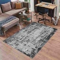 Serdim Rugs Modern Abstract Abrasion Contemporary Area Rug Black 80x150