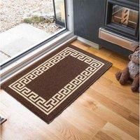 Door mats Machine Washable Non Slip Greek Key Kitchen & Hall Runners Brown