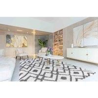 Shaggy Rugs Moroccan Berber Living Room Distorted Checkered Design