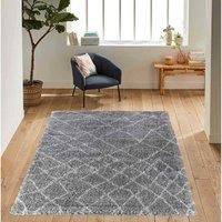 Serdim Rugs Morrocan Berber Living Room Abstract Design Shaggy Area Rugs, Grey, 120x170cm (4/'x5/'6")