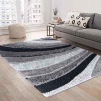 Shaggy Area Rugs Shiny Shimmer Modern Soft Waves Design Hand Carved Living Room