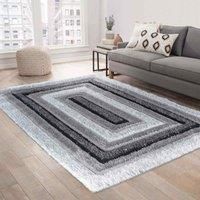 Serdim Rugs California Bordered Shaggy Rug 160 X 230cm Grey