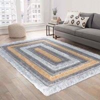 Serdim Rugs California Bordered Shaggy Rug 60 X 220cm Ochre
