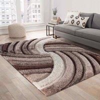 Serdim Rugs California Swirl Shaggy Rugs 80 X 150cm Bronze