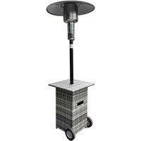 Pyramid Flame Tower Outdoor Gas Patio Heater  Grey Rattan/Wicker with Free Cover