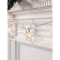 Lights4Fun 10 Warm White Reindeer Battery Christmas Fairy Lights