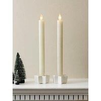 Lights4fun Set of 2 Battery Operated Ivory Real Wax LED Push-Top Taper Candles