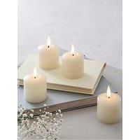 Lights4fun Set of 4 TruGlow™ Votive Tea Lights Battery LED Flameless with Timer 5.5cm Real Ivory Wax