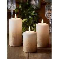 Lights4fun Set of 3 TruGlow™ Pillar Candles Battery LED Flameless Gold Ombre Real Wax Autumnal Decoration