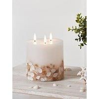 Lights4fun 3-Wick TruGlow® Large LED Flameless Pillar Candle – Real Ivory Wax with Remote Control & Timer – Battery Operated, Safe Indoor Lighting for Cosy Home Ambience