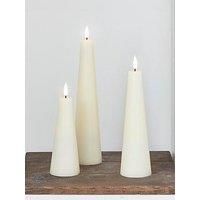 Lights4fun Set of 3 TruGlow® Ivory Cone Battery Operated LED Flameless Candles with Timer & Remote
